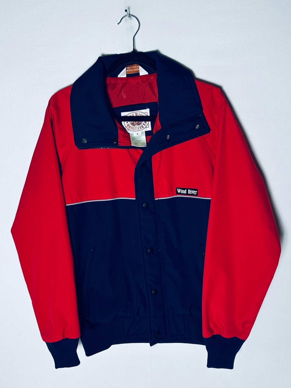 Vintage Wind River Red Navy Blue Color Block Cotton Blend Jacket S Dadcore